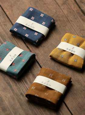 手工棉麻茶巾茶布 茶道配件茶桌吸水抹布茶垫布养壶巾不掉毛茶用