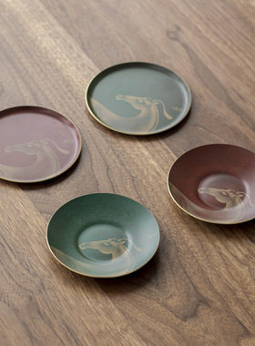 黄铜茶杯垫中式复古茶杯托防烫隔热垫茶托盏托茶垫子功夫茶具配件