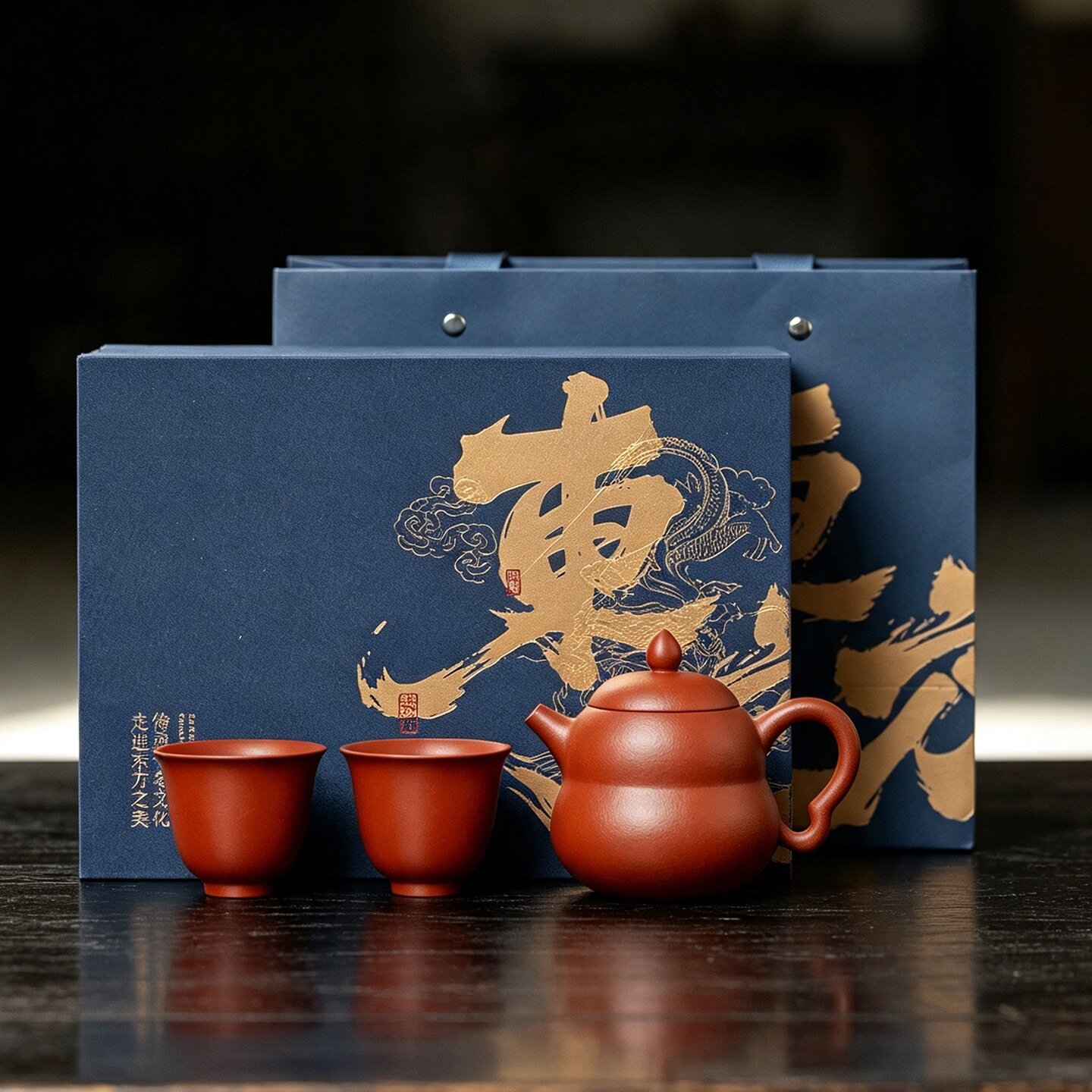 朱泥紫砂功夫茶具茶壶一壶两杯礼盒装功夫茶具葫芦壶茶具套组