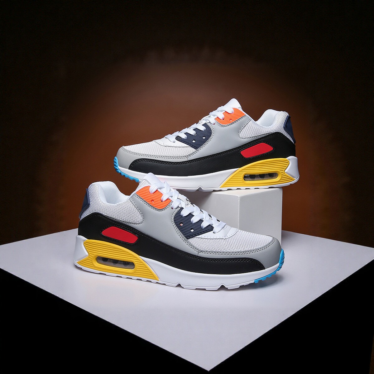 2026年情侣气垫运动鞋女大码轻便休闲鞋拼色加绒保暖透气跑步鞋子