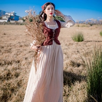 Tây Tạng sa mạc du lịch váy dài phong cách mục vụ phụ nữ retro eo vest hai mảnh cotton và vải lanh mùa xuân và mùa thu - Váy dài đầm thun body dài qua gối