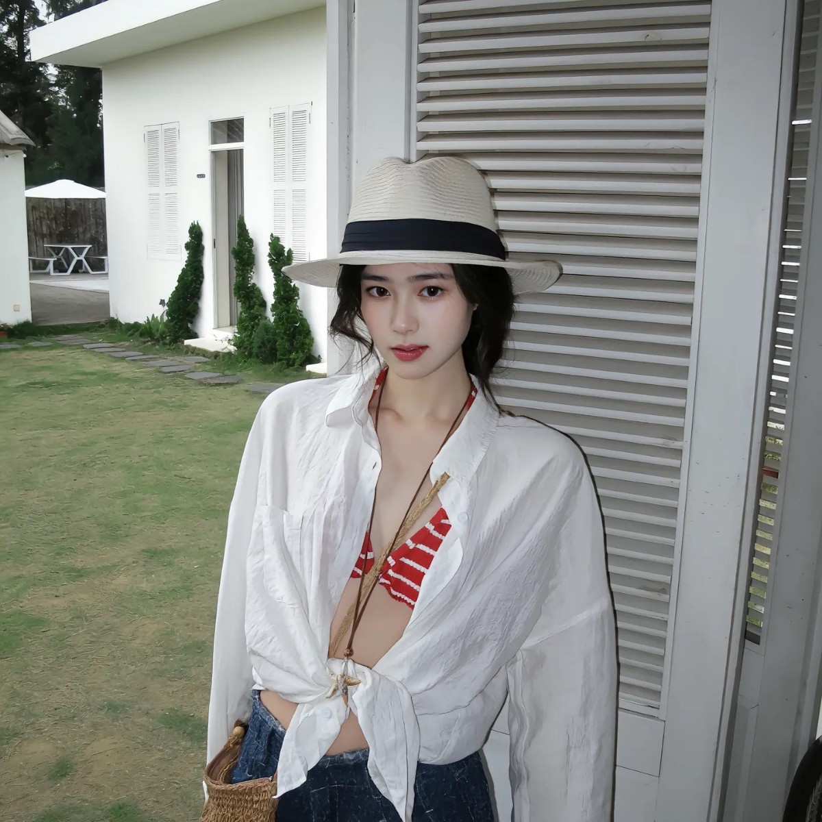 法式复古巴拿马草帽男女夏季海边度假风太阳帽子沙滩防晒草编礼帽