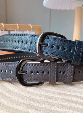 皮带女新款韩版时尚isn风牛仔裤满孔皮带百搭西裤装饰细腰带女士