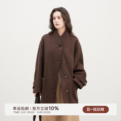 Next Weekend落叶如诗「合唱」短绒双面呢中长大衣