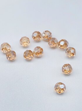 奥地利品质水晶珠帘散珠材料 琥珀金香槟色切面玻璃 diy地球珠子