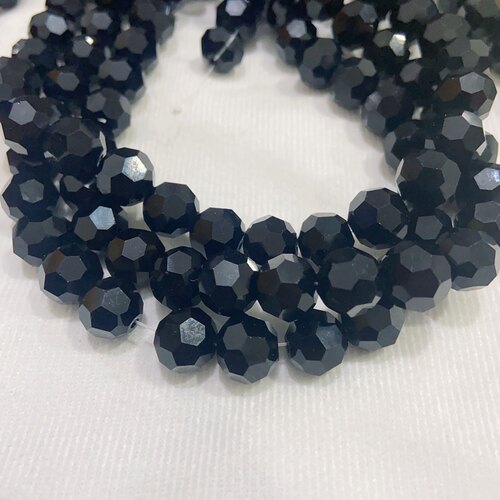 实黑玻璃材质足球切面圆珠32面地球珠玻璃水晶珠DIY制作手链串珠