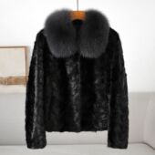 新品 貂皮大衣2025装 拼貂狐狸毛领皮草外套 女式 厂家现货海宁秋冬季