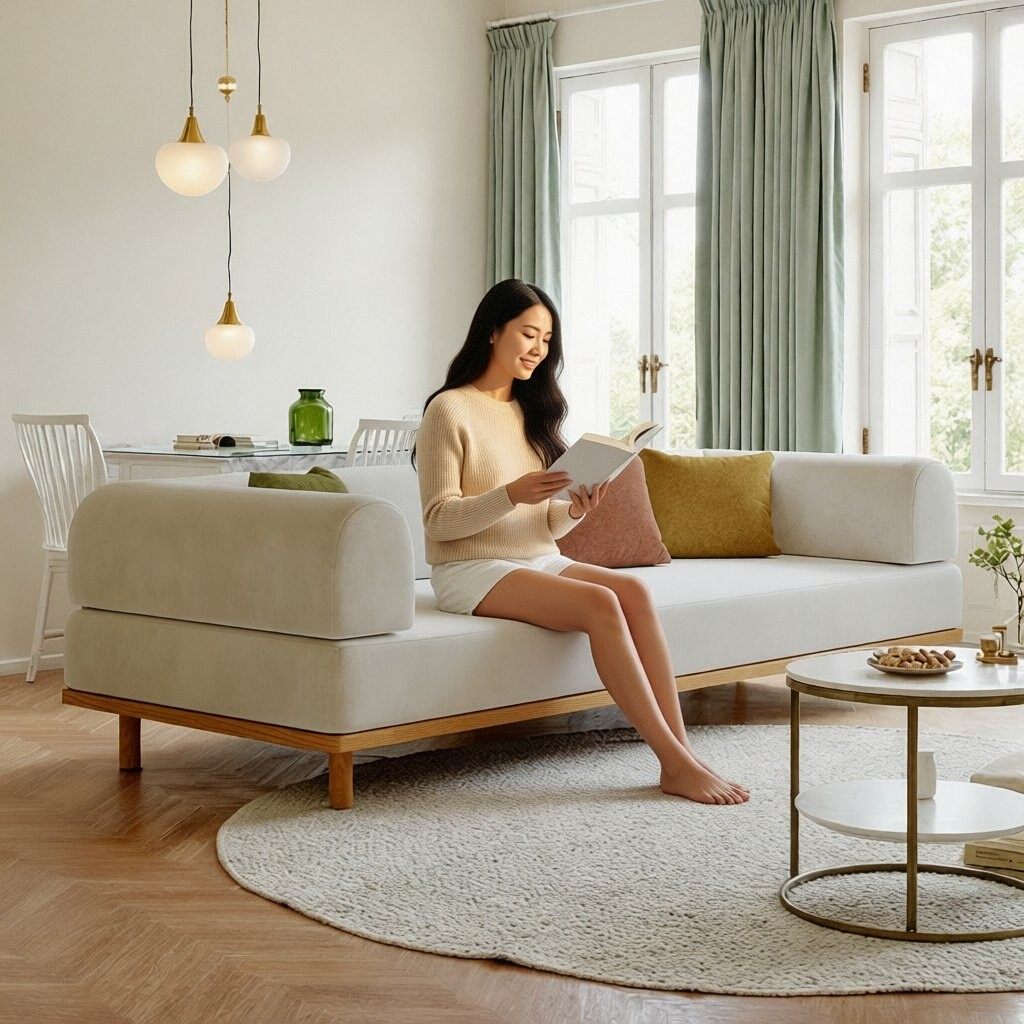 司朴侘寂风客厅地台沙发中古风原木色民宿酒店沙发