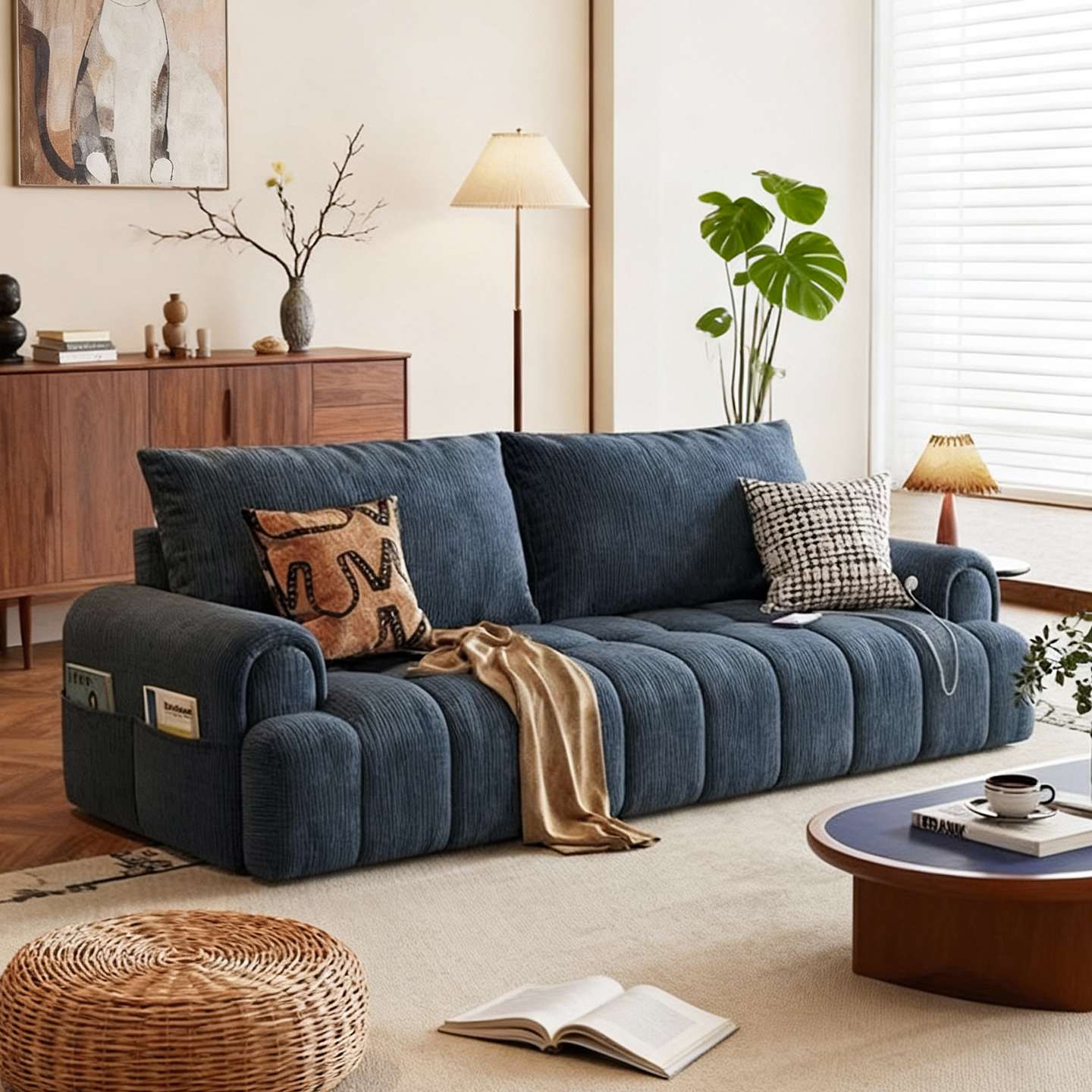 司朴可折叠雪尼尔泡芙沙发床新款