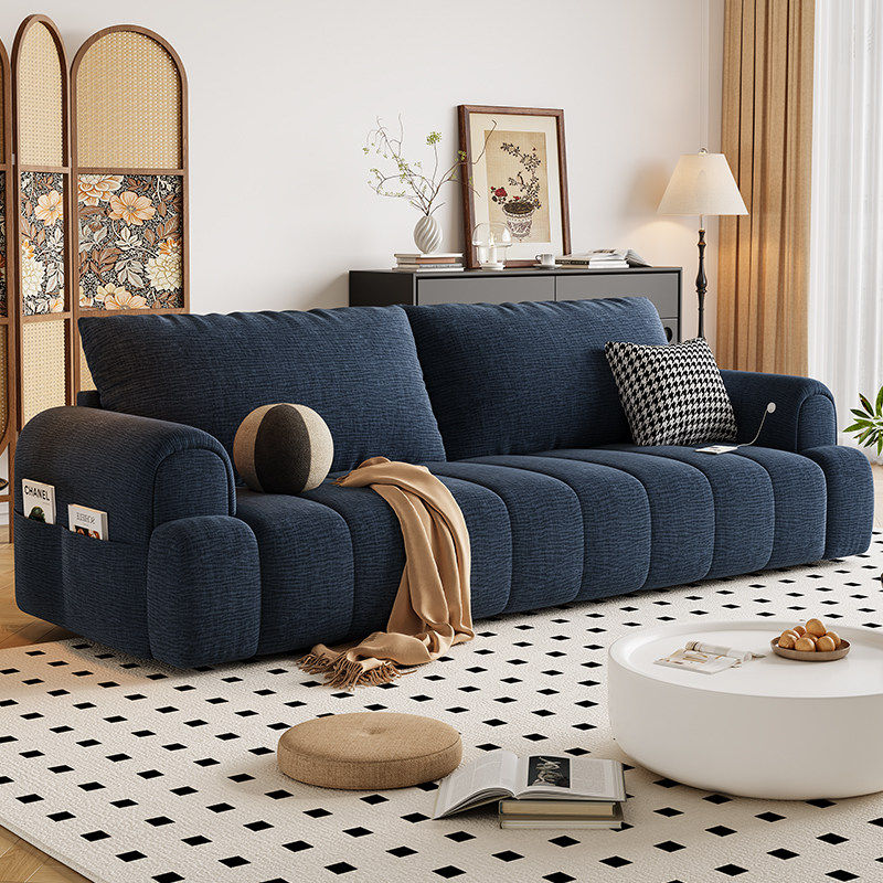 司朴复古风雪尼尔泡芙沙发床客厅小户型可折叠一体两用布艺沙发