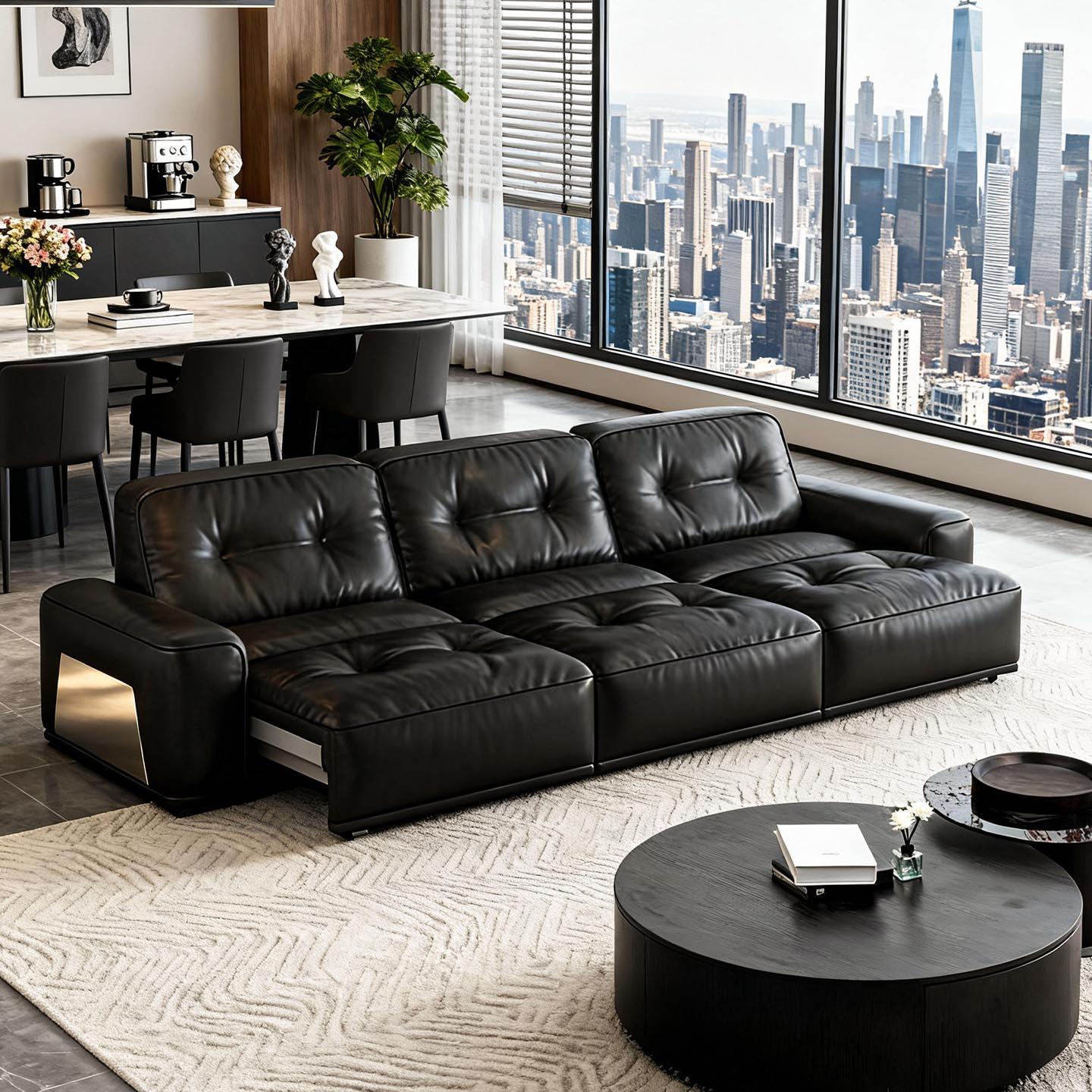 司朴黑金刚电动功能可伸缩沙发床