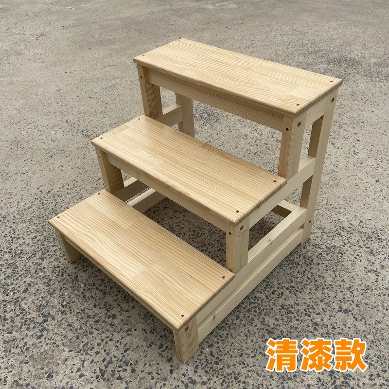 定制实木楼梯木梯子脚踩凳家用2步3步成人爬梯登高梯阳台踏步台阶_虎窝淘