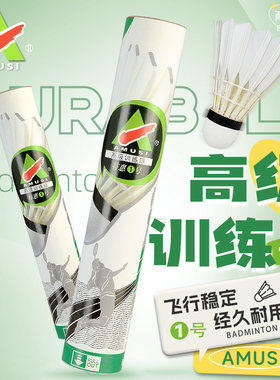 阿姆斯特惠1号羽毛球娱乐耐用飞行稳定用球鸭毛训练比赛12只装