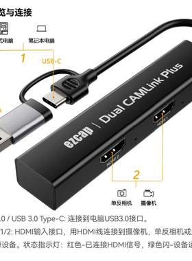 ezcap316双路1080P高清视频采集卡USB直播两路HDMI单反相机摄像机
