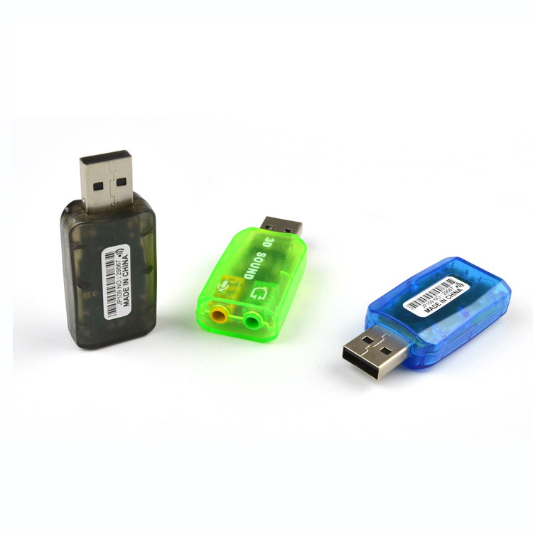 투명 파란색 USB 5.1 사운드 카드 3D 사운드 USB 3.5 헤드셋 컴퓨터 헤드셋 변환기 USB 사운드 카드