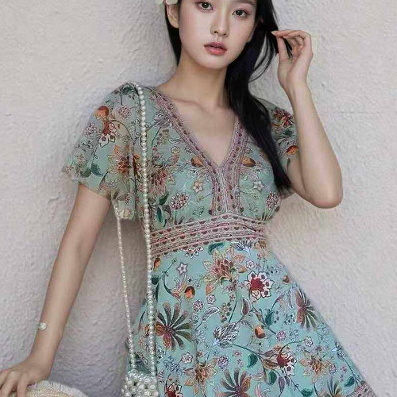 新款加大码连体裙式平角显瘦遮肚胖妹胖妞大裙泡温泉度假游泳衣