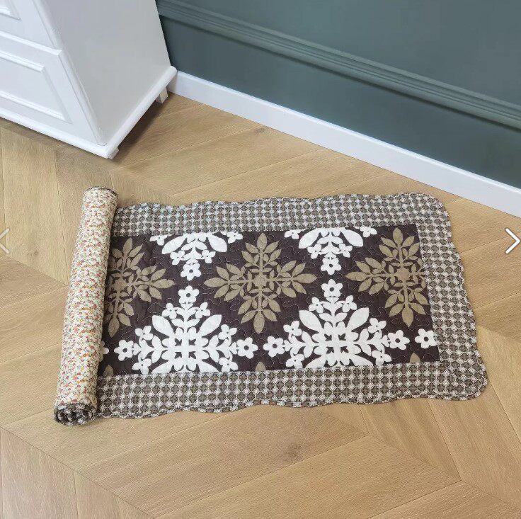 新款绗缝手工拼布纯棉四季地垫防滑全棉布艺床前垫子窗台垫厨房垫