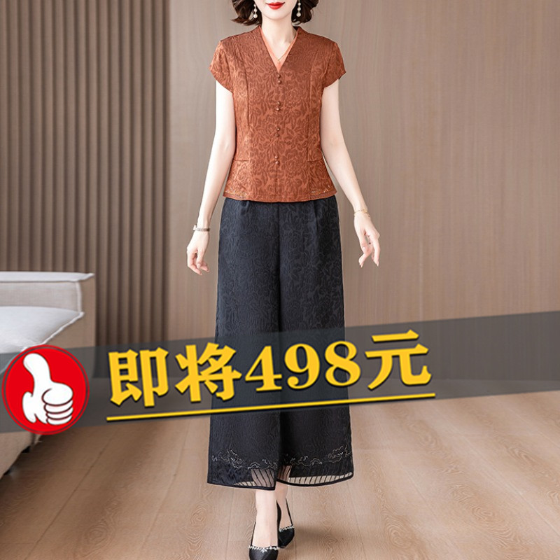 香云纱真丝套装女2024新款中老年妈妈洋气减龄桑蚕丝新中式两件套