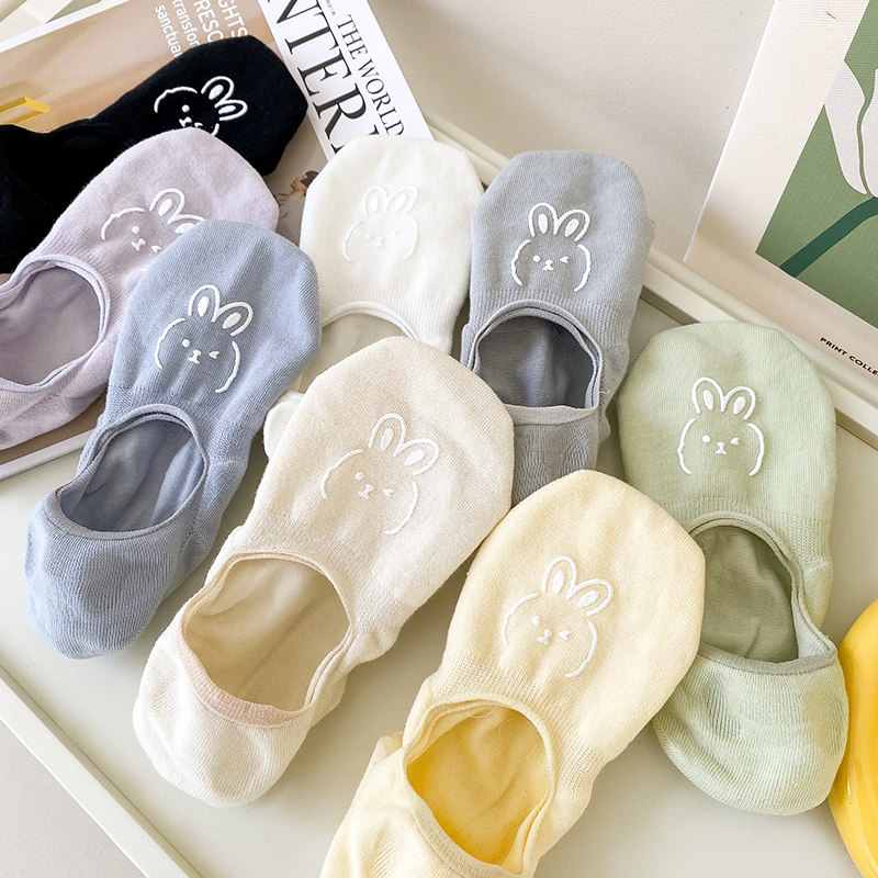 船袜女春夏天薄款纯棉透气浅口隐形袜可爱兔子短袜低帮防滑不掉跟,女士内衣/男士内衣/家居服,船袜,淘宝优惠券,粉丝福利购,淘宝优惠卷