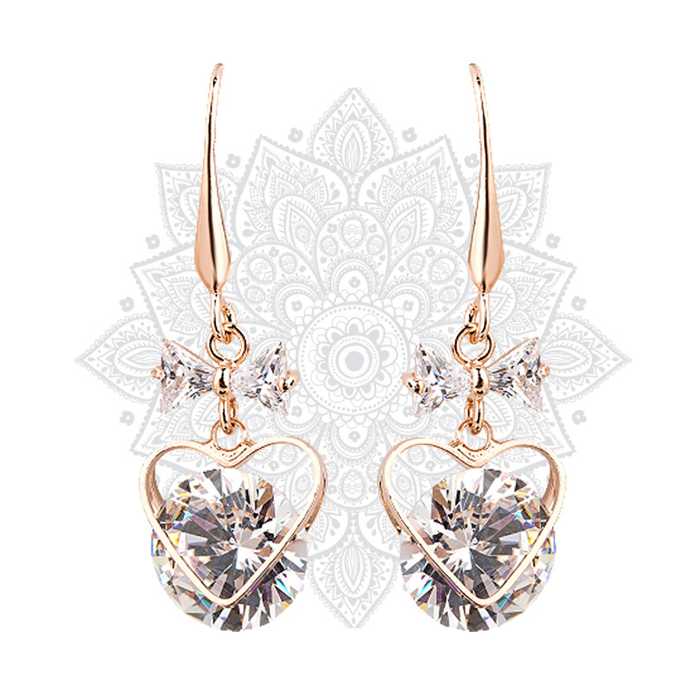 哎呀呀耳勾 韩版永恒之心玫瑰镀金时尚女式电镀耳环耳饰