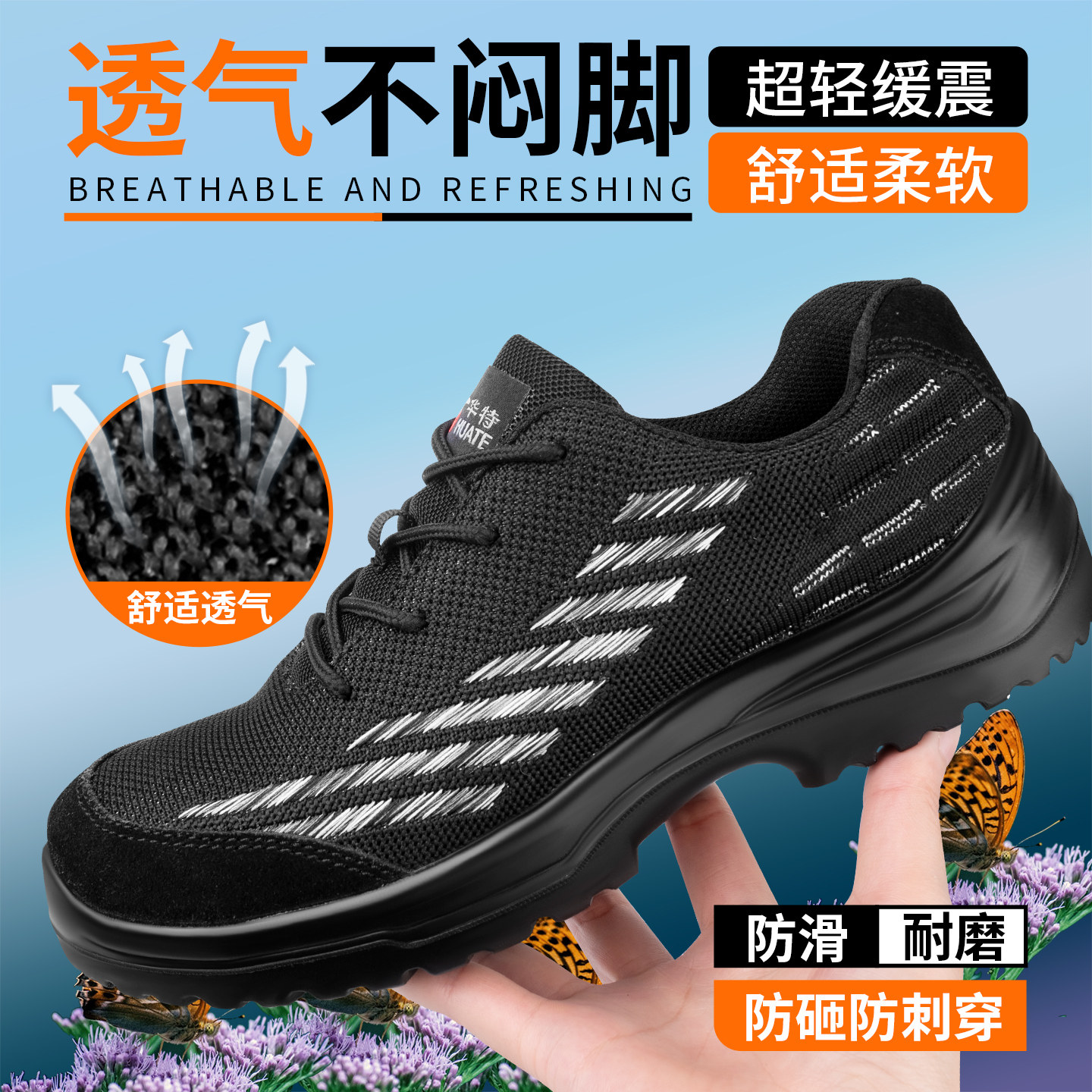 2910透气防砸防刺穿劳保鞋图片