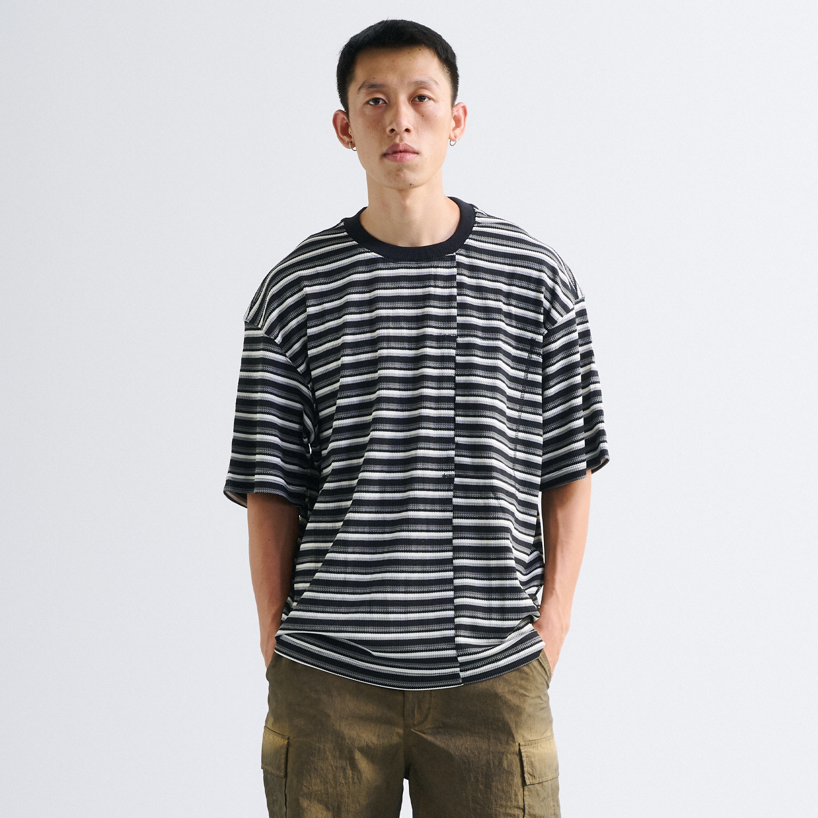 BOHRHOO日系男女条纹短袖T恤