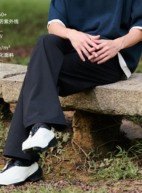BOHRHOO25SS日系简约素色防晒抗皱功能直筒长裤百搭休闲西裤男夏