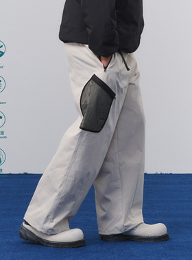 BOHRHOO24AW耐磨防风撞色网袋束脚长裤宽松户外多功能休闲裤男秋