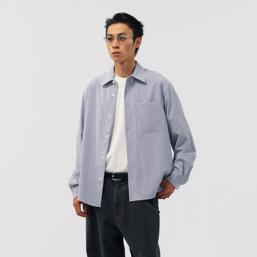 BOHRHOO泡泡纱暗袋抗皱衬衫