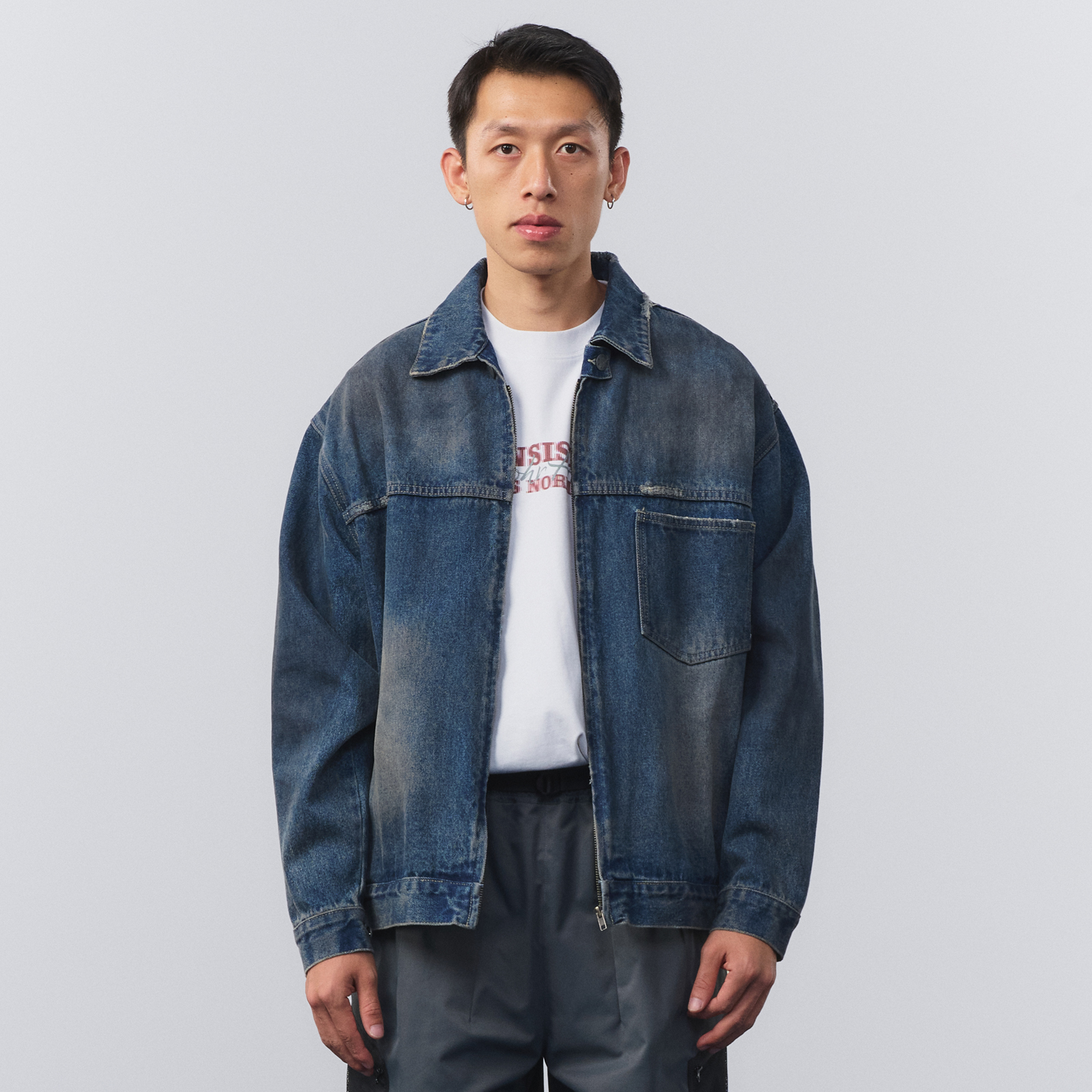 BOHRHOO抗皱做旧牛仔牛仔外套