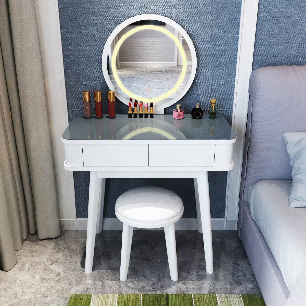 网红梳妆台智能镜化妆桌台式镜调光补妆圆镜触摸开关送女友80cm在类目 住宅家具, 桌类, 梳妆台/桌中 - 来自Buy2taobao.com提供专业的淘宝代购服务