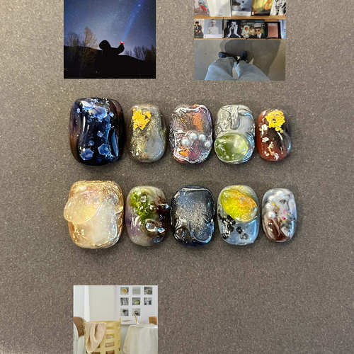 IS'SYI  NAIL【揽月】日系高级晕染小众彩绘insf氛围感穿戴美甲