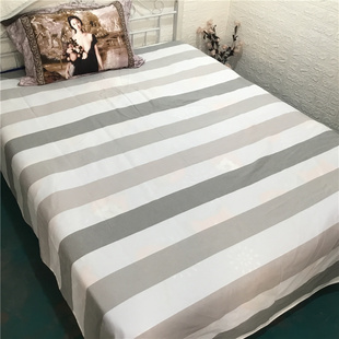 外贸全棉色织双人床单250*270cm柔软华夫格纯棉条纹被单1.8米床盖