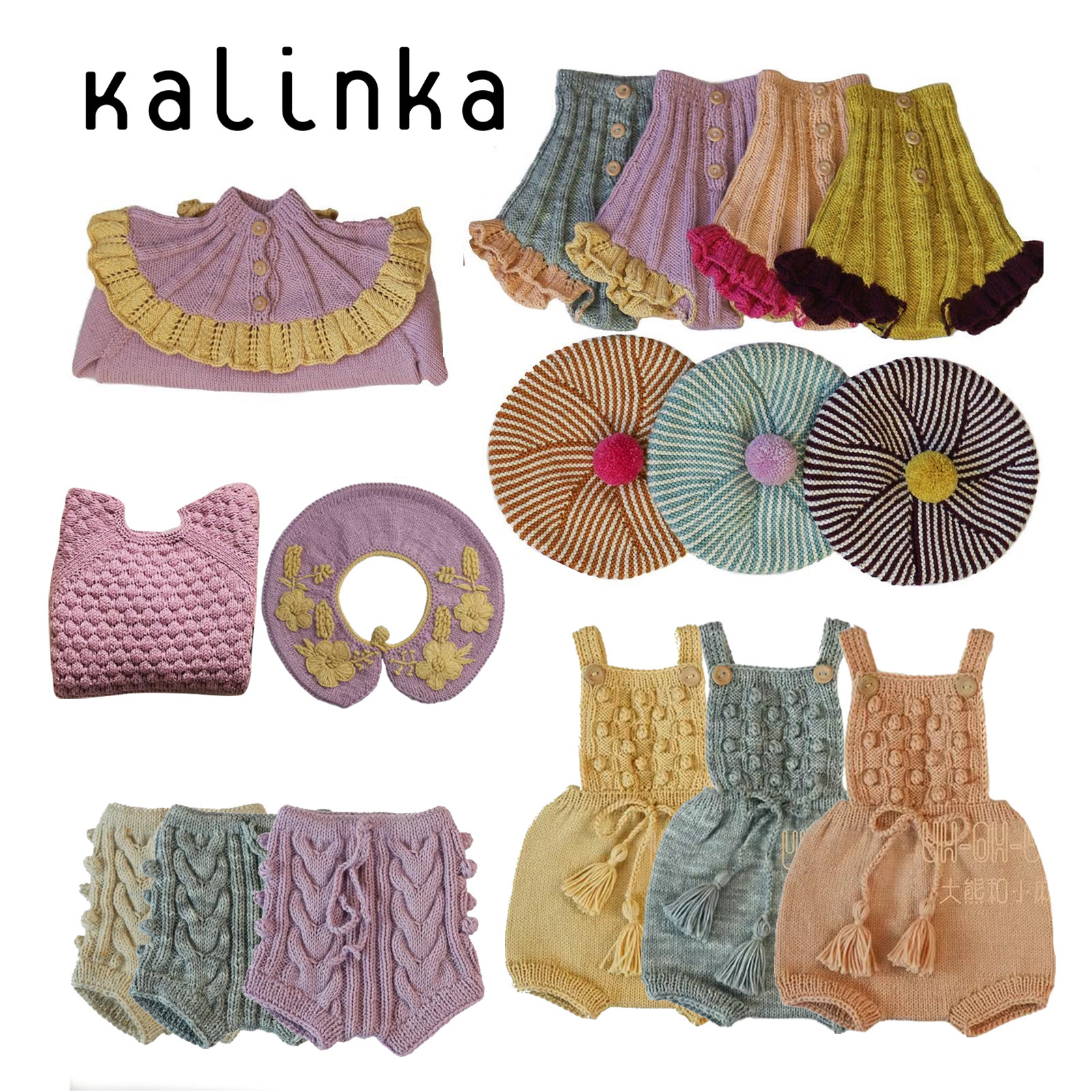 33 Kalinka保加利亚儿童针织衫美利奴羊毛针织短裤背带裤