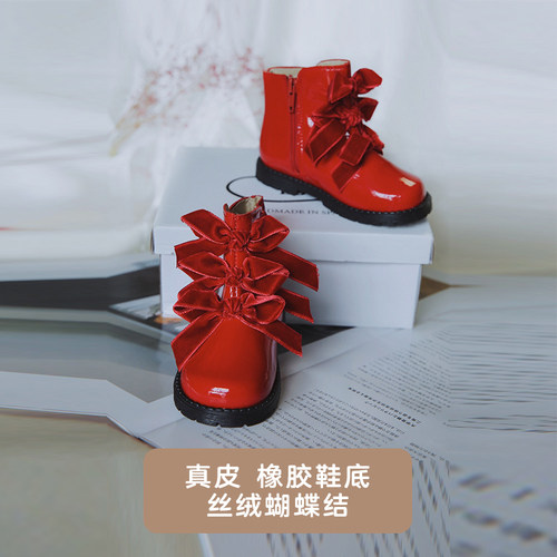 MILOVES女童蝴蝶结短靴秋冬
