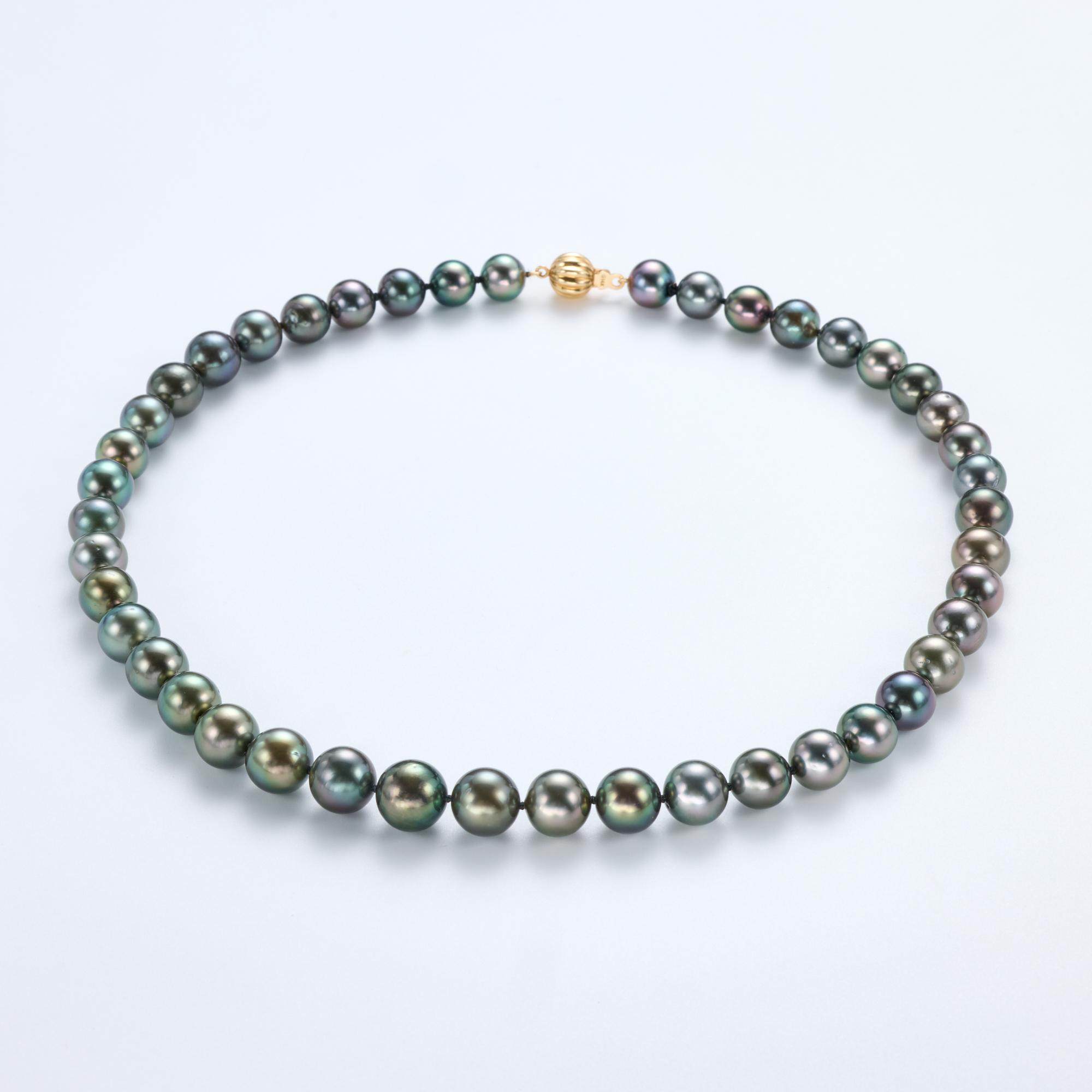 【可乐优选】8-11mm14k金扣混彩黑珍珠项链