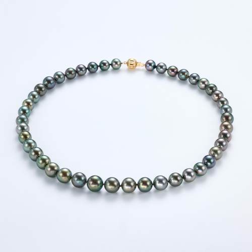 【可乐优选】8-11mm14k金扣混彩黑珍珠项链