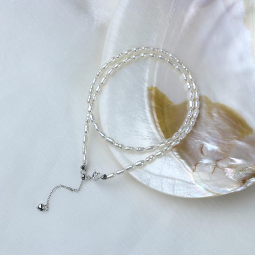 s925银3-4mm淡水无核强光珍珠项链X494