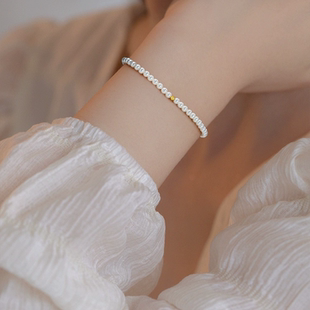 【可乐优选】18k金baby天然珍珠3.5-4.5mm弹力手链