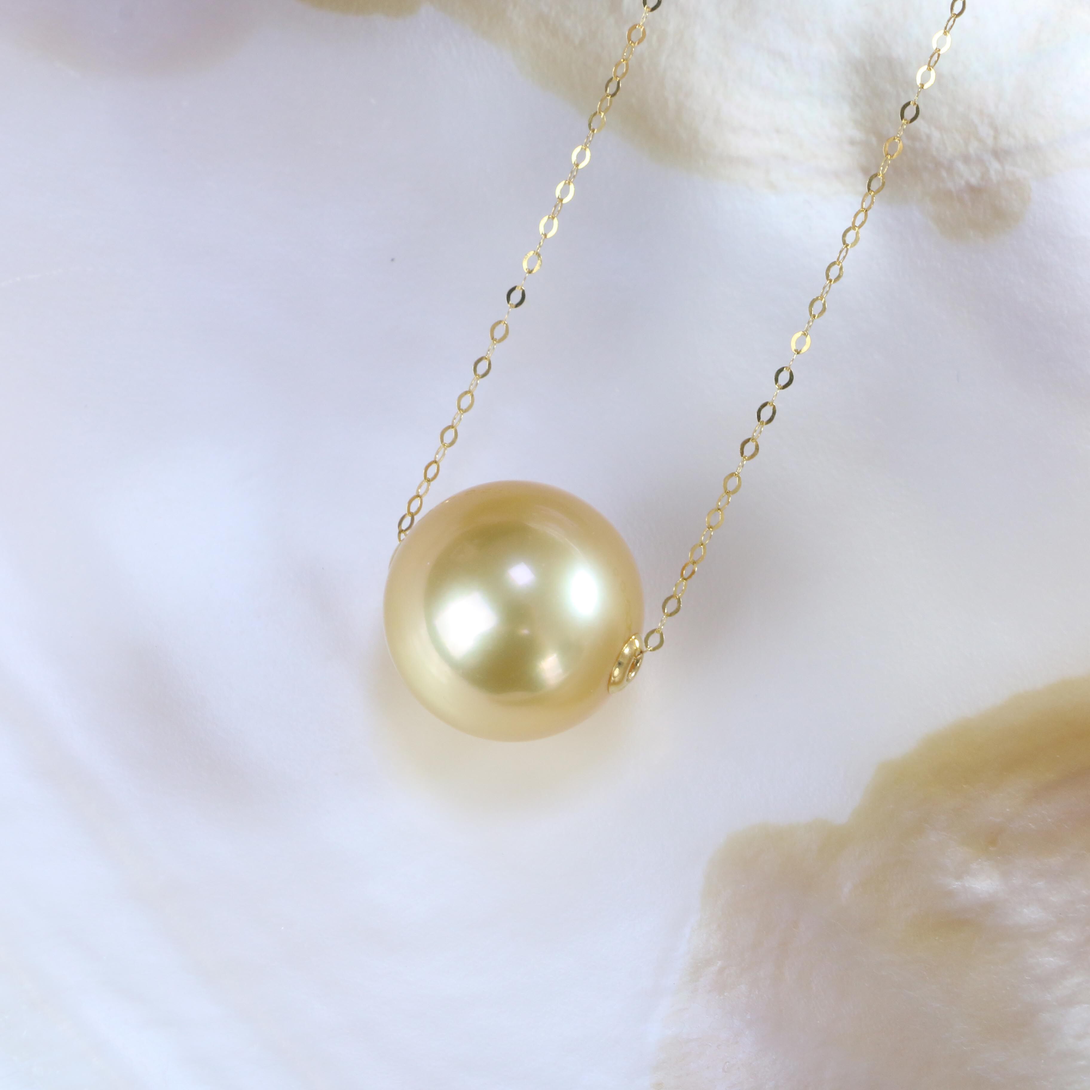 【可乐优选】通体18k金12-13mm南洋金珍珠路路通吊坠（吉尔德大证