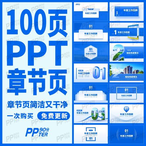 蓝色简洁大气职场年终工作总结汇报述职PPT章节过渡页模板素材
