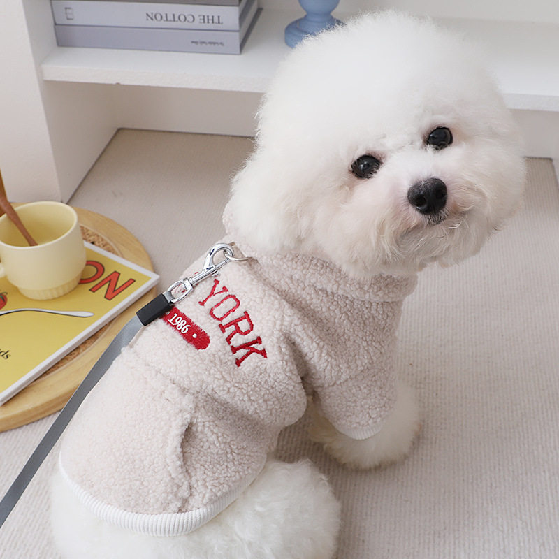 冬季西高地复古帽衫宠物衣服加厚保暖小狗狗带牵引环扣摁扣式棉衣