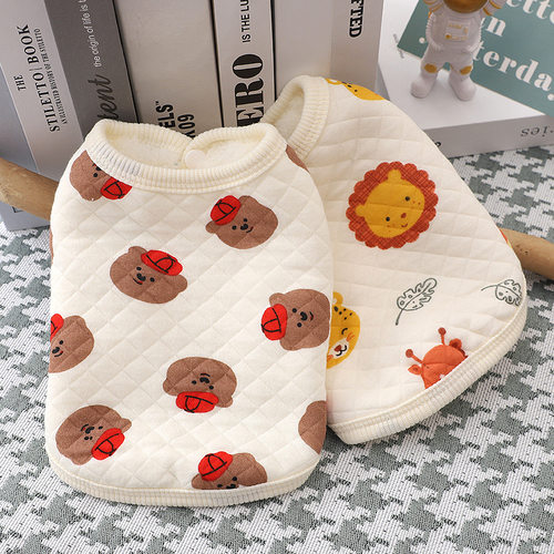 狗狗衣服秋款印花棉背心泰迪博美小型犬奶狗衣服宠物秋冬加厚马甲