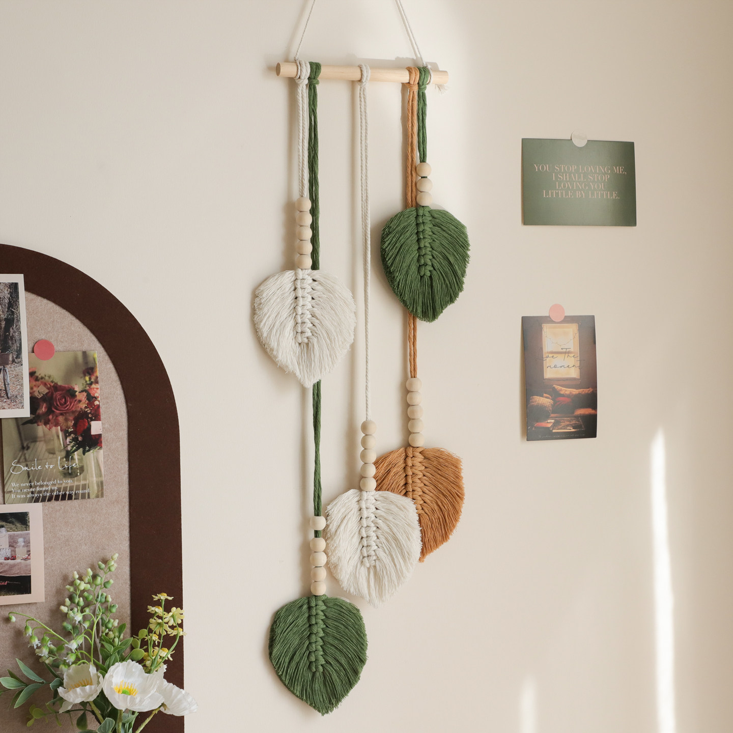 手工编织叶子Macrame玄关壁挂