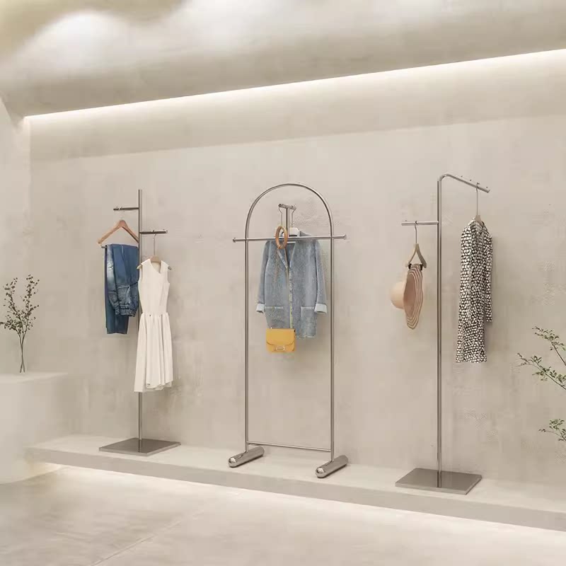 女装店不锈钢落地式正挂展示架