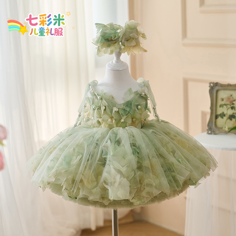 森系儿童周岁礼服花童生日蓬蓬裙