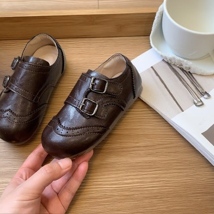 真皮儿童勃肯鞋2025秋冬男女童复古英伦风加绒小皮鞋宝宝软底单鞋