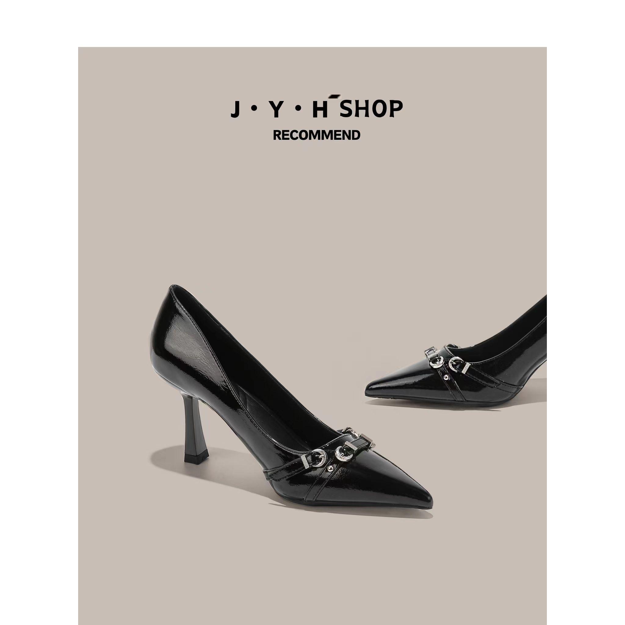 黑色轻熟绝美高跟鞋女2025春秋季新款法式气质尖头细跟单鞋配裙子