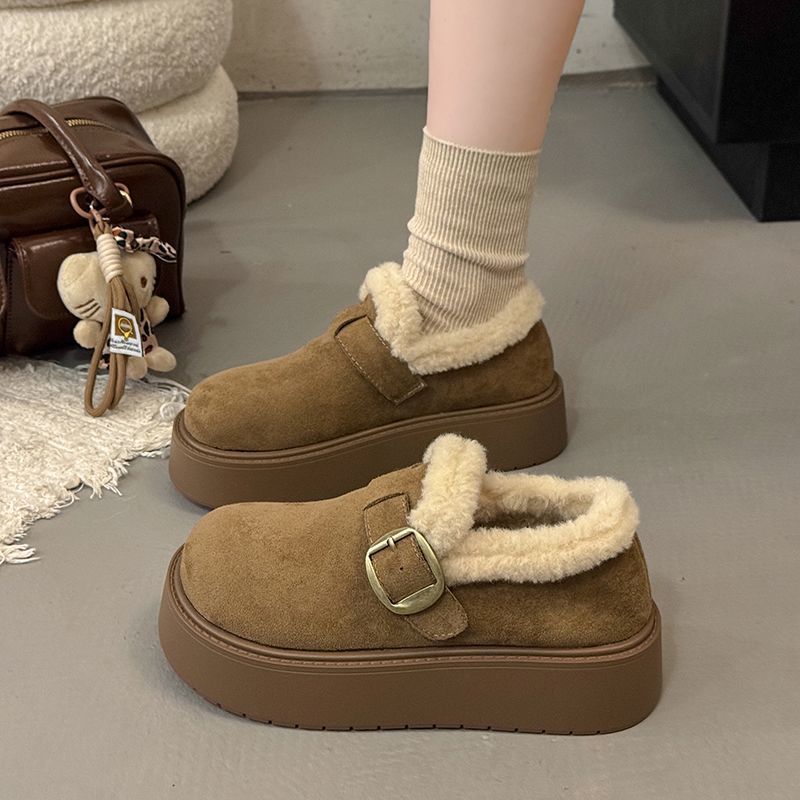 复古勃肯包头半拖鞋女2025新款秋冬厚底增高外穿懒人一脚蹬勃肯鞋