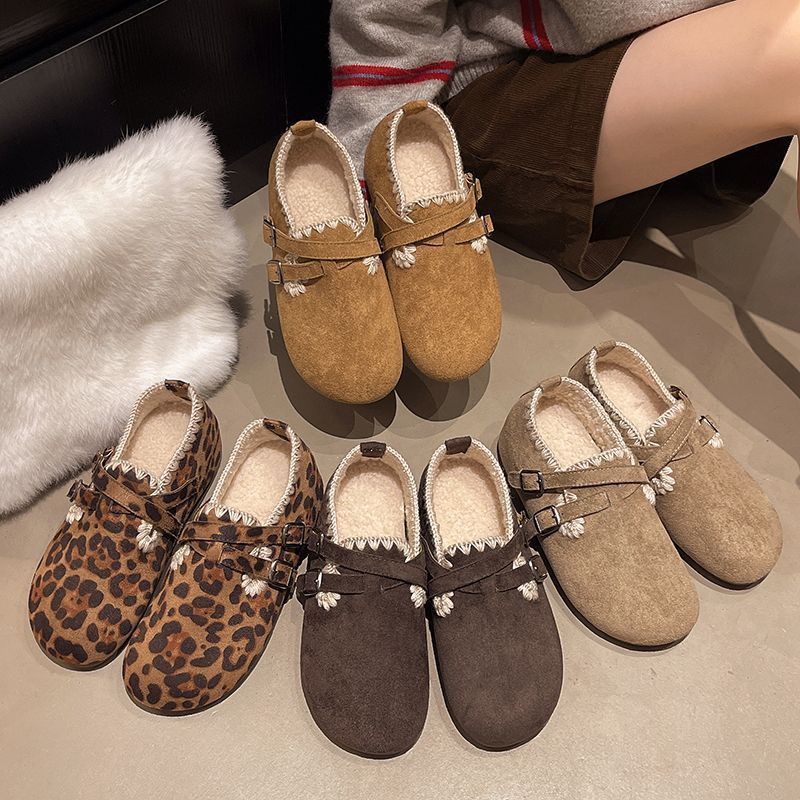 ins超火百2025冬季棉鞋勃肯鞋女懒人一脚蹬加绒加厚保暖毛毛棉鞋